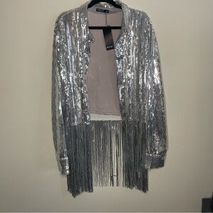 Nasty Gal Sequin Fringe Shacket Plus Size 18 Cowgirl Rodeo Nashville Jacket